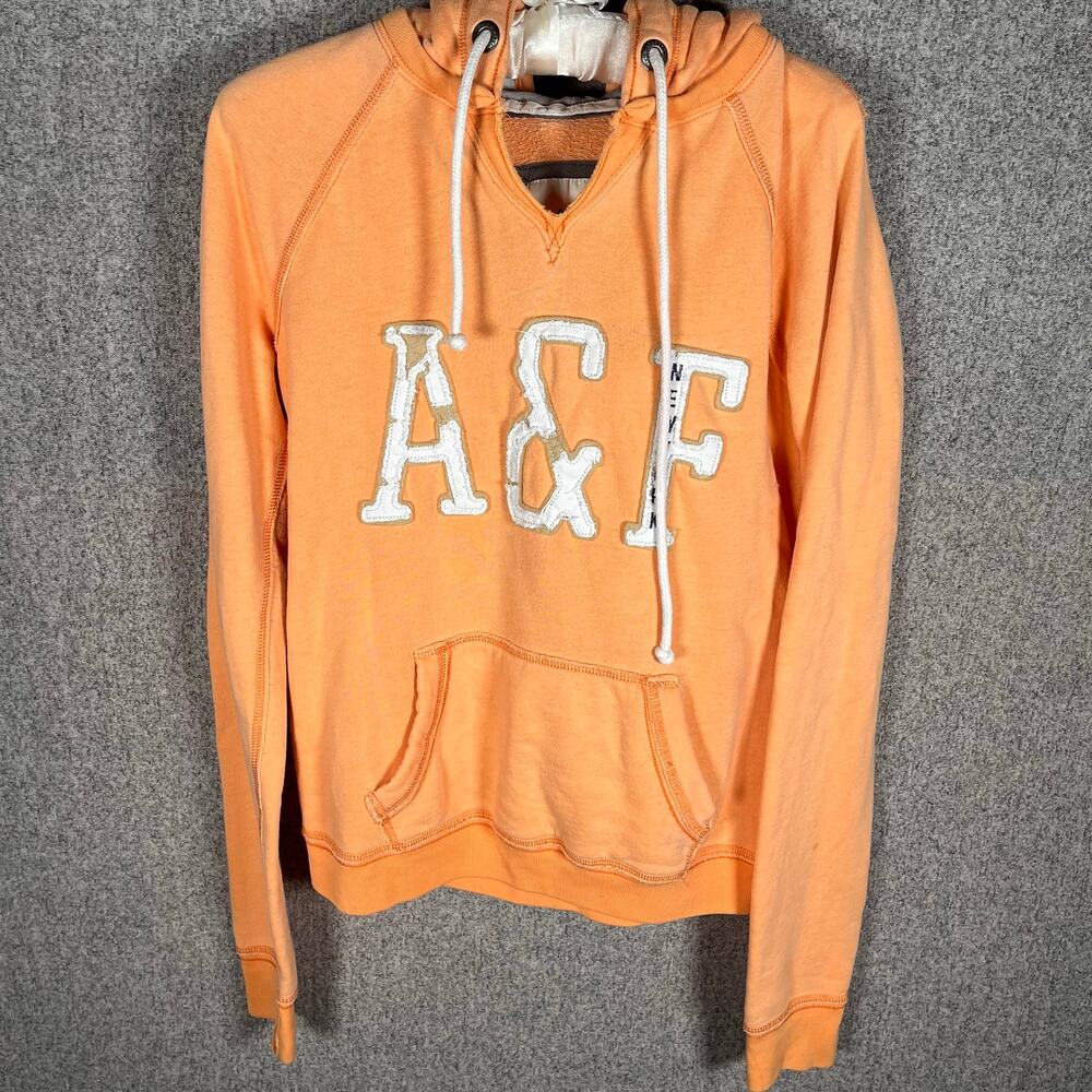 VTG 90s Y2K Worn Abercrombie & Fitch Hoodie Womens Loungewear Orange Sz M/L